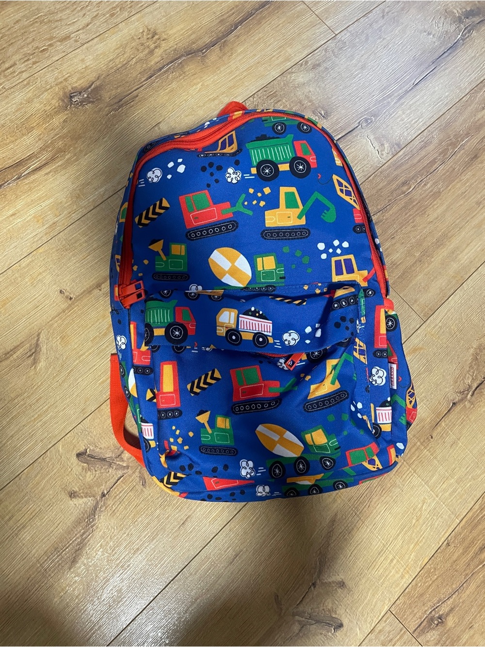 Kids Construction Print Blue Backpack - Unbranded